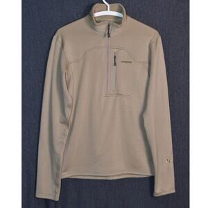 Patagonia Men's Small R1 Pullover Lightweight Tan Sweater Half Zip Polartec